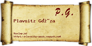 Plavsitz Géza névjegykártya