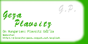 geza plavsitz business card